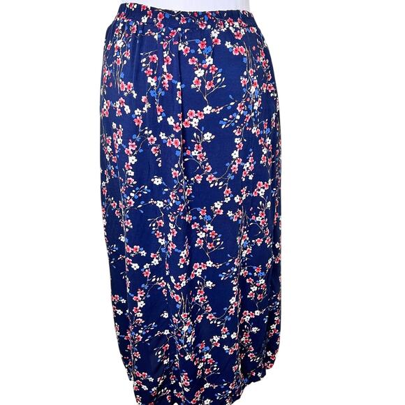 Xhilaration Wrap Skirt Large Blue Ditzy Floral Tulip Hem Midi Cottagecore Twee - Picture 5 of 8